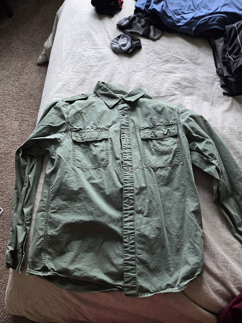 Mossimo Supply Co. Military Green Button-Front Field Jacket Shirt